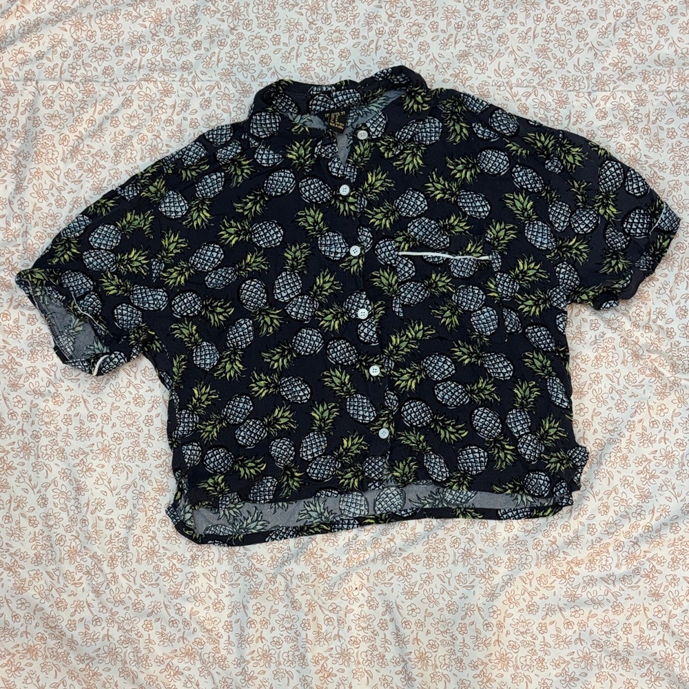 Pineapple Print Shirt - Blue